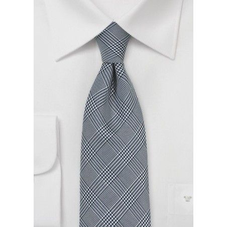 Charcoal and Silver Glen Check Silk Tie