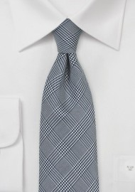 Charcoal and Silver Glen Check Silk Tie