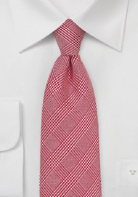 Glen Check Silk Tie in Bright Red