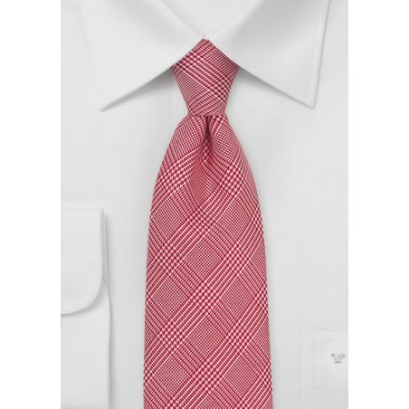 Glen Check Silk Tie in Bright Red