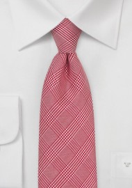 Glen Check Silk Tie in Bright Red