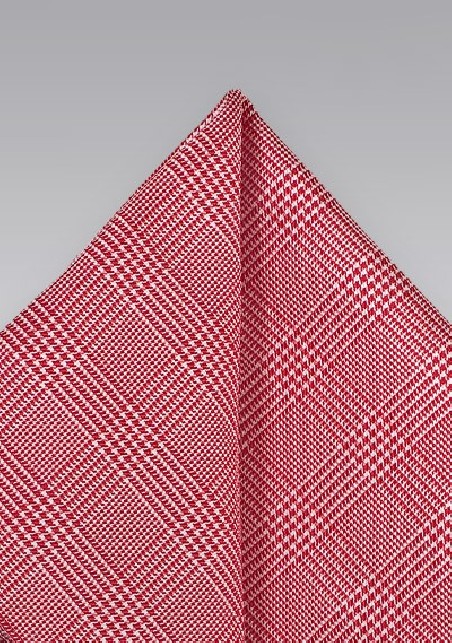 Bright Red Glen Plaid Pocket Square