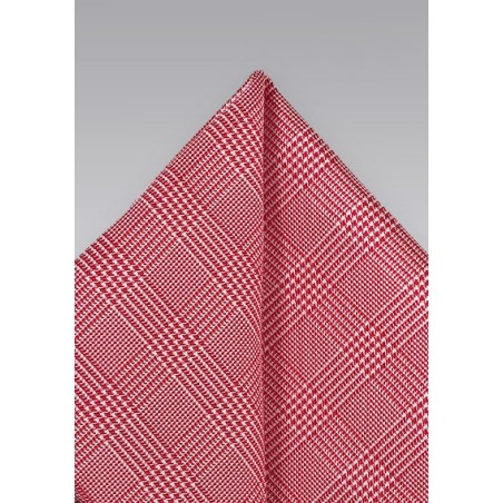 Bright Red Glen Plaid Pocket Square
