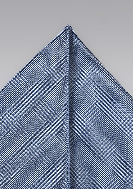 Royal Blue Glen Check Pocket Square