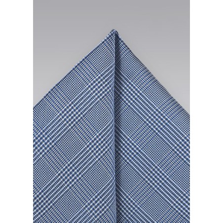 Royal Blue Glen Check Pocket Square