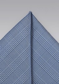Royal Blue Glen Check Pocket Square