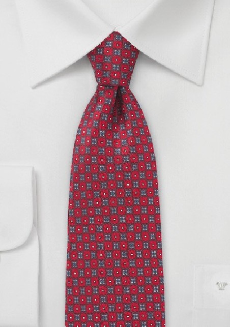 Floral Silk Tie in Crimson Red