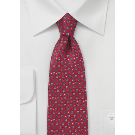 Floral Silk Tie in Crimson Red