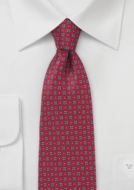 Floral Silk Tie in Crimson Red