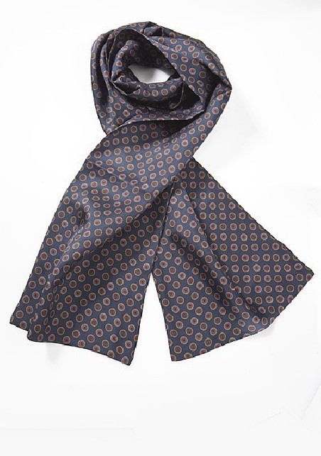 Mens Silk Scarf with Retro Print