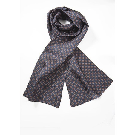 Mens Silk Scarf with Retro Print