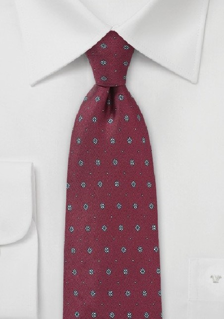 Men's Designer Silk Tie in Maroon red