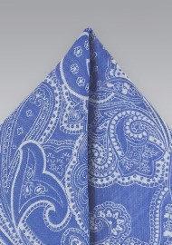 Paisley Floral Pocket Square in Summer Blue