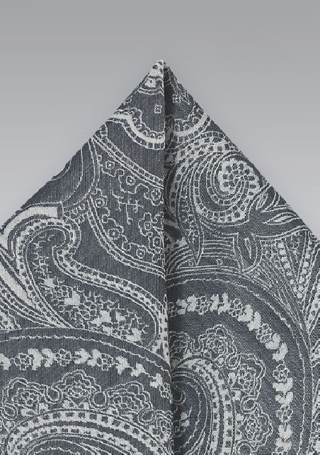 Bandana Print Pocket Square in Gray