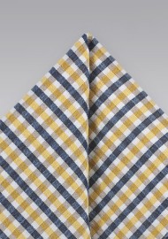 Gingham Seersucker Pocket Square in Yellow and Blue