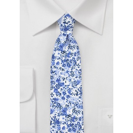 Summer Floral Silk Tie in Blue