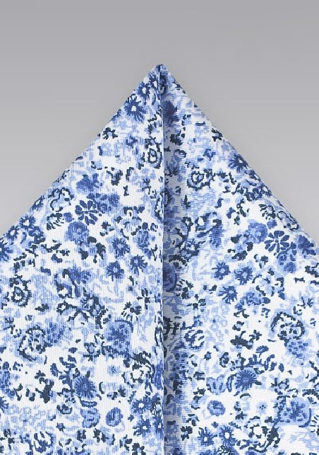 Floral Pocket Square in Light Blue