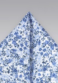 Floral Pocket Square in Light Blue