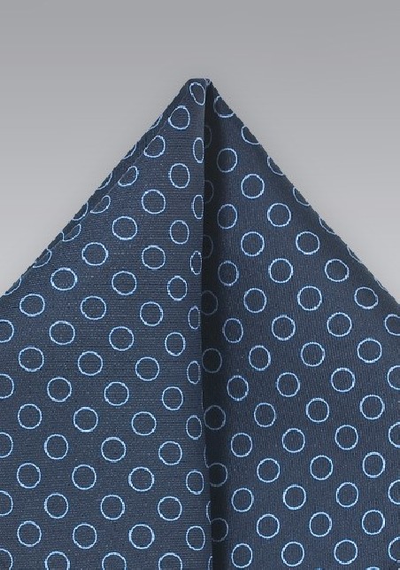 Navy and Light Blue Circle Pattern Pocket Square