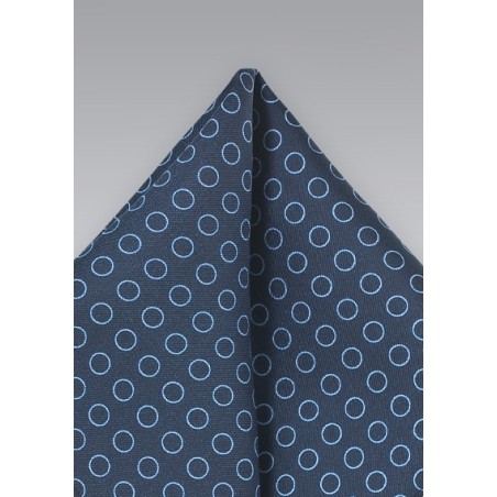 Navy and Light Blue Circle Pattern Pocket Square
