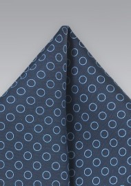 Navy and Light Blue Circle Pattern Pocket Square