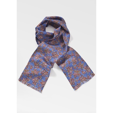 Silk Mens Scarf in Purple, Blue, Red, and Brown