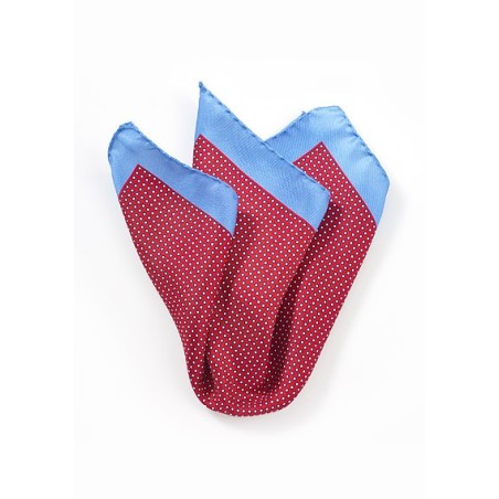 Italian Silk Pocket Square in Blue and Red