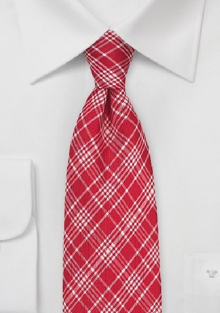 Bright Red Check Silk Tie