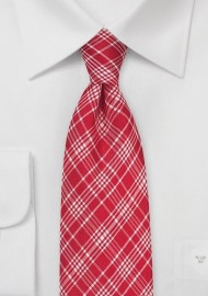 Bright Red Check Silk Tie