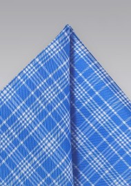 Bright Blue Check Pocket Square