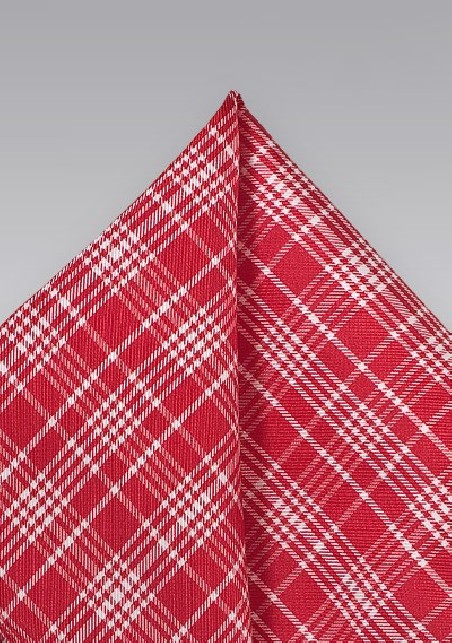 Bold Red Plaid Pocket Square