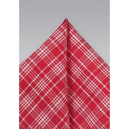 Bold Red Plaid Pocket Square