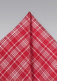 Bold Red Plaid Pocket Square