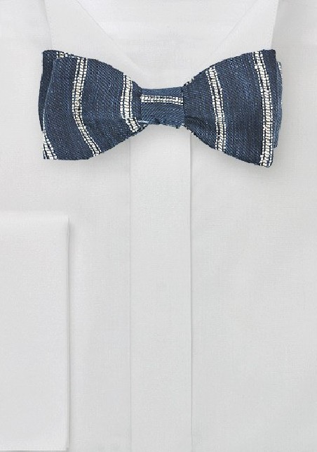 Linen Self Tie Bow Tie in Indigo