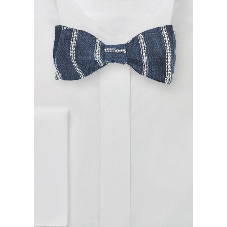 Linen Self Tie Bow Tie in Indigo