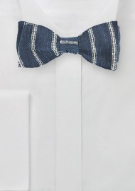 Linen Self Tie Bow Tie in Indigo