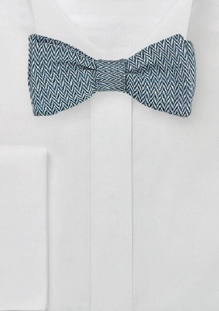 Herringbone Bow Tie in Denim Blue