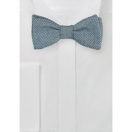 Herringbone Bow Tie in Denim Blue