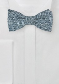 Herringbone Bow Tie in Denim Blue