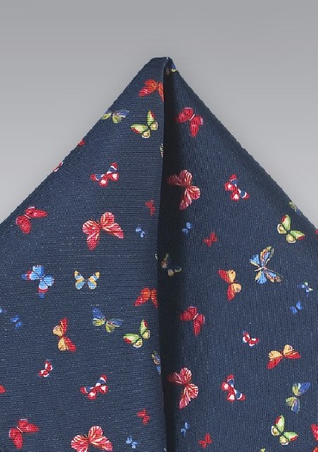 Fun Silk Pocket Square with Butterflies