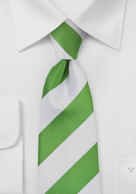 Wide Striped Tie in Lime and White