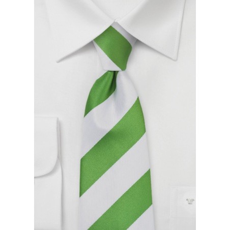 Wide Striped Tie in Lime and White