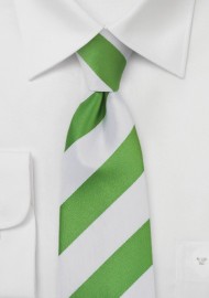 Wide Striped Tie in Lime and White