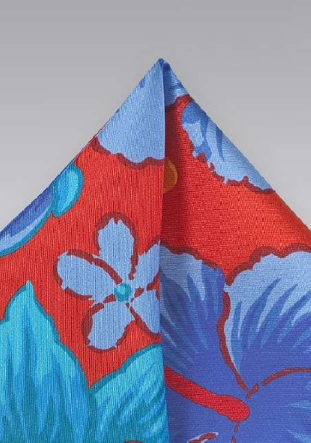 Hibiscus Floral Silk Pocket Square