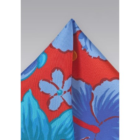 Hibiscus Floral Silk Pocket Square