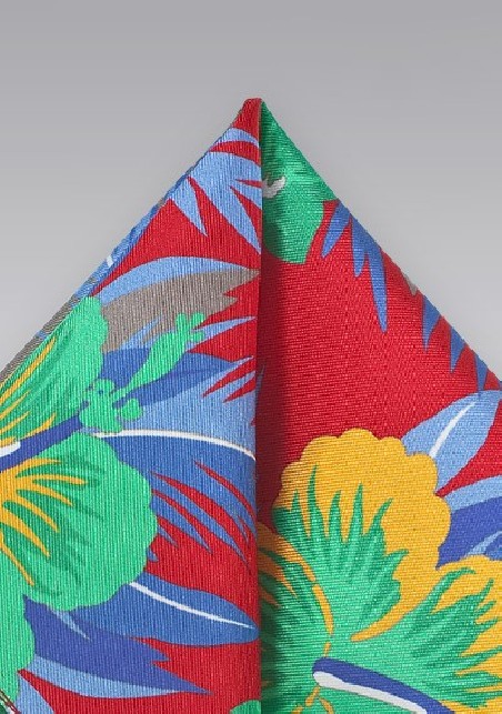 Tropical Flower Print Pocket Square