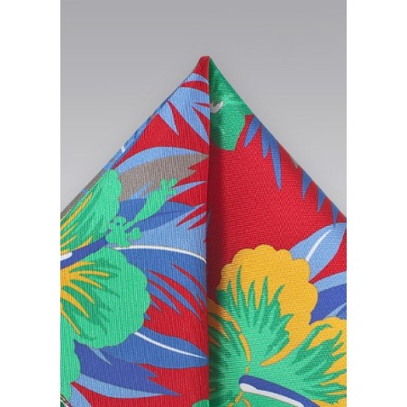 Tropical Flower Print Pocket Square