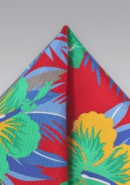 Tropical Flower Print Pocket Square