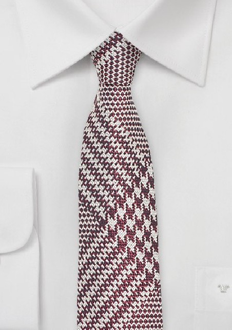 Glen Check Tie in Cognac and Silver