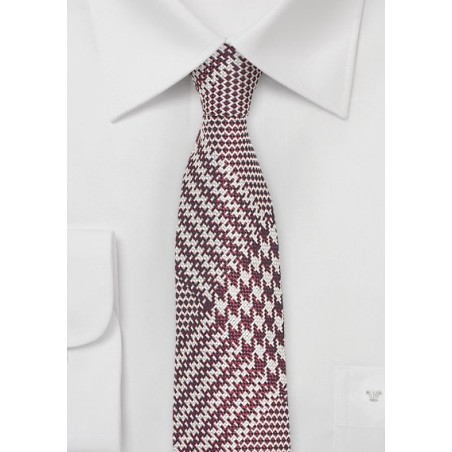 Glen Check Tie in Cognac and Silver
